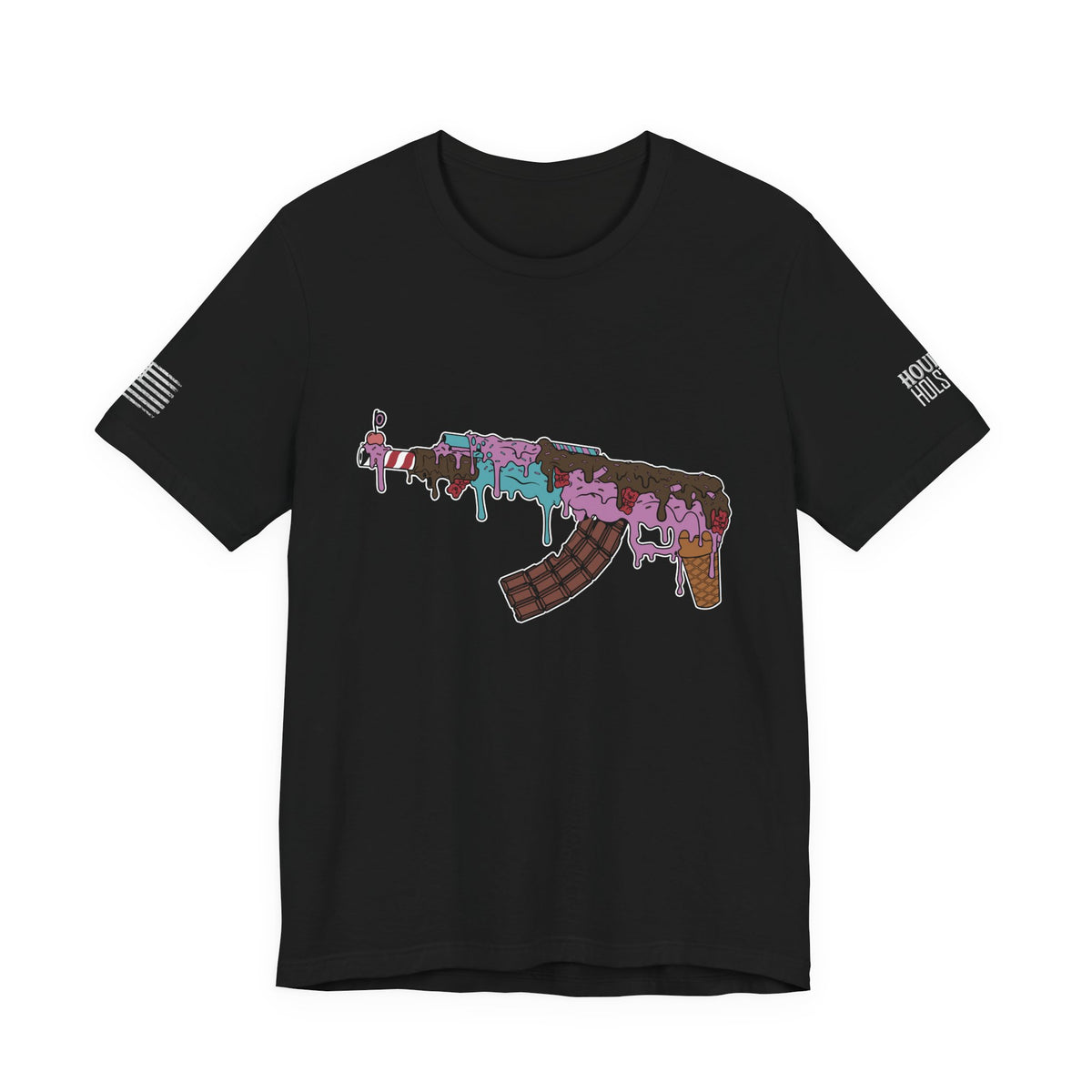 Drippy Colorful AK-47 Illustration Tee | Melting Gun Graphic Shirt