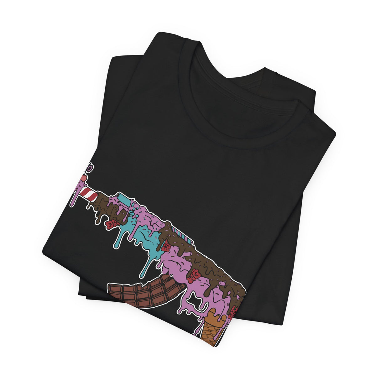 Drippy Colorful AK-47 Illustration Tee | Melting Gun Graphic Shirt