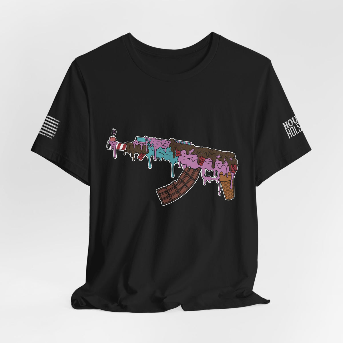 Drippy Colorful AK-47 Illustration Tee | Melting Gun Graphic Shirt