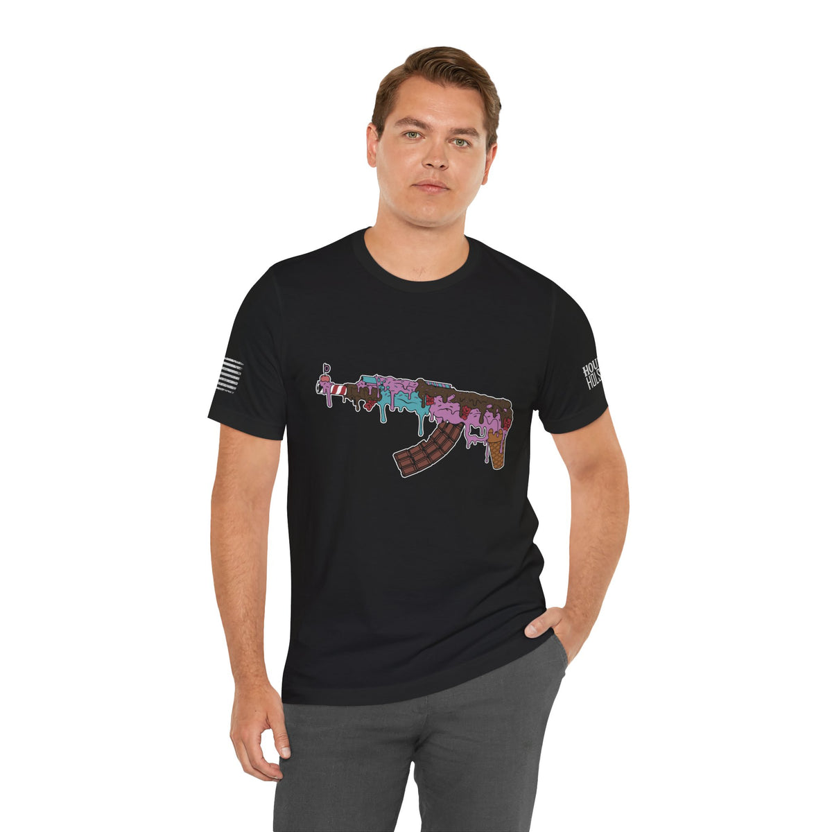 Drippy Colorful AK-47 Illustration Tee | Melting Gun Graphic Shirt
