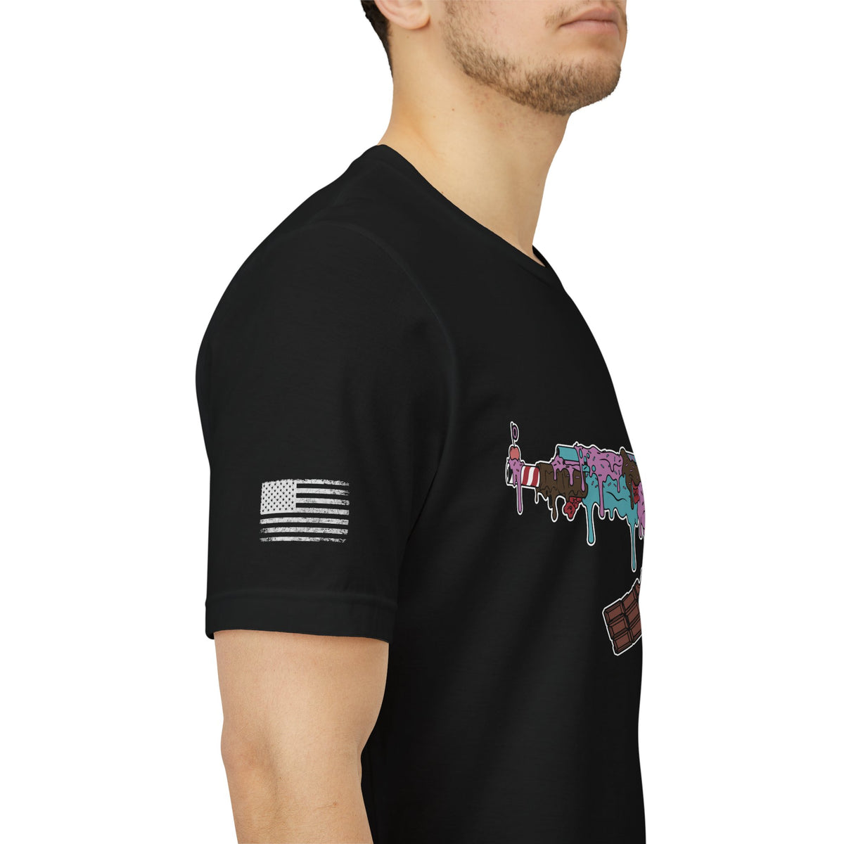 Drippy Colorful AK-47 Illustration Tee | Melting Gun Graphic Shirt